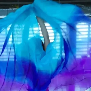 Véu de Seda Azul para Dança do Ventre