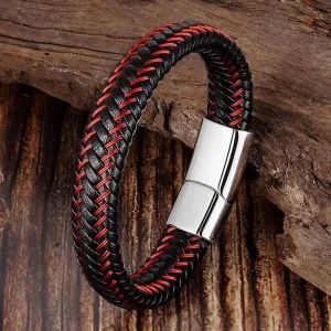 Pulseira Moda masculina couro inox