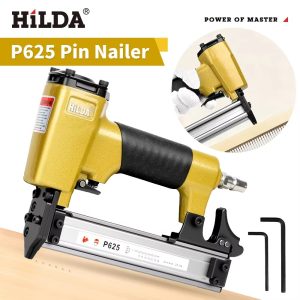 (10-25mm) Pistola de Prego Pneumática P625 para Carpintaria e Mobiliário – Preto