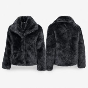 (XS) Casaco de Pelo Sintético – Preto