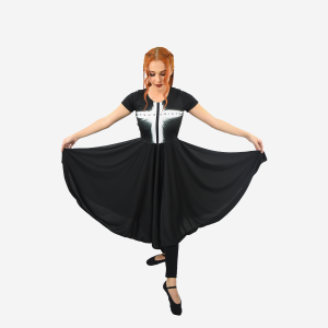 Vestido Resplandecer Meia Manga Preto