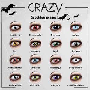 Lentes Coloridas Anuais Crazy Halloween (2 lentes)