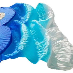 Fan Véu Profissional de Seda Pura Par Azul Branco